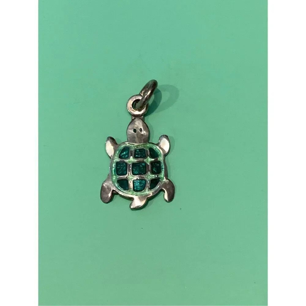 Vintage Green Turtle .980 Sterling Silver Jewelry Charm #sea life #turtle
